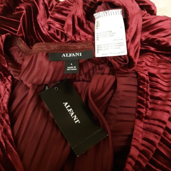 Alfani Long Sleeve Velvet Tunic Blouse Large - Picture 7 of 8